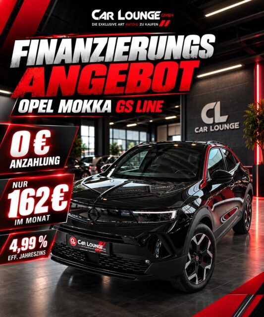 0 € Anzahlung. 162 € im Monat. 🔥

Unser Opel Mokka GS Line ist aktuell mit einem richtig interessanten Finanzierungsangebot zu haben: einsteigen ohne Anzahlung und das bei nur 4,99 % effektivem Jahreszins.

💰 0 € Anzahlung
💳 nur 162 € monatlich
📉 4,99 % eff. Jahreszins

Kompakt, modern und als GS Line auch optisch genau richtig. Für 162 € im Monat definitiv einen Blick wert. 👀🔥

Jetzt bei der Car Lounge GmbH.

#opel #opelmokka #newpost #newcar #finanzierungsangebot